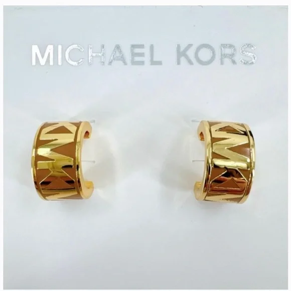 NWT Michael Kors Signature Huggie Earrings - Picture 2 of 9